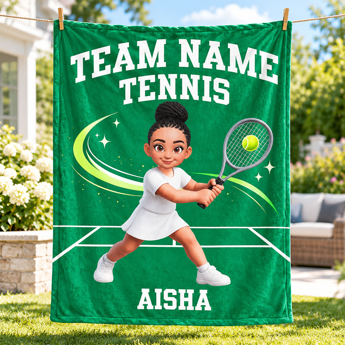 Tennis Boy Girl Custom Name And Team Name - Personalized Fleece Blanket - Christmas Gift For Grandson, Son, Granddaughter, Daughter