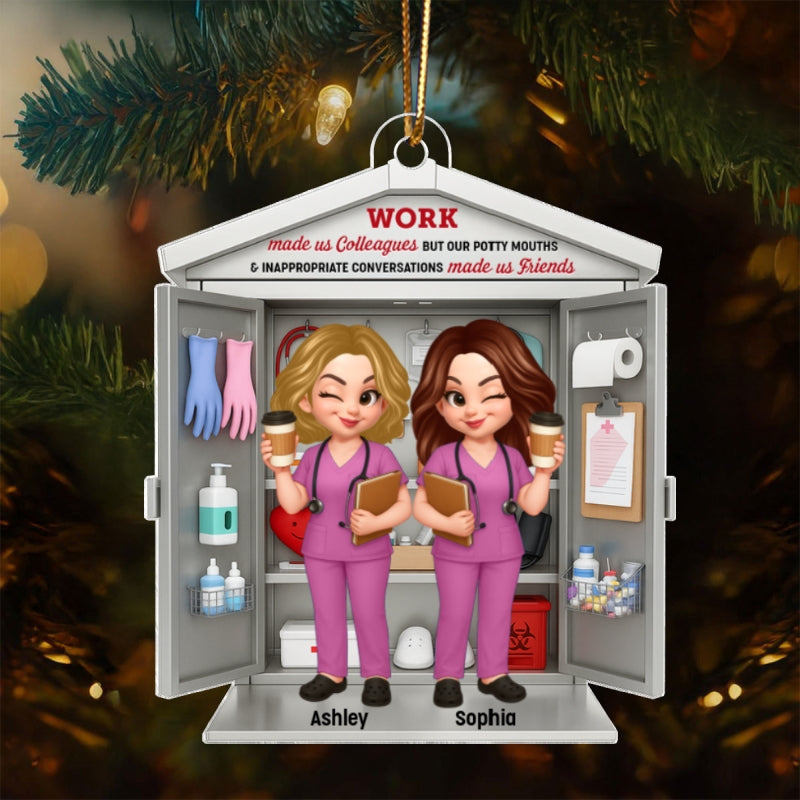 3D Effect Nurse Besties Medical Supplies Cabinet Personalized Acrylic Ornament, Christmas Gift for Coworkers