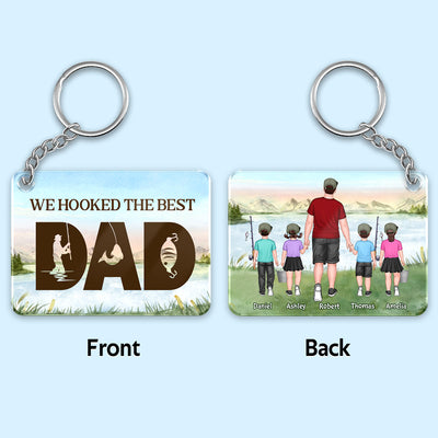 Fishing Dad Grandpa Walking Man And Kids Personalized Acrylic Keychain