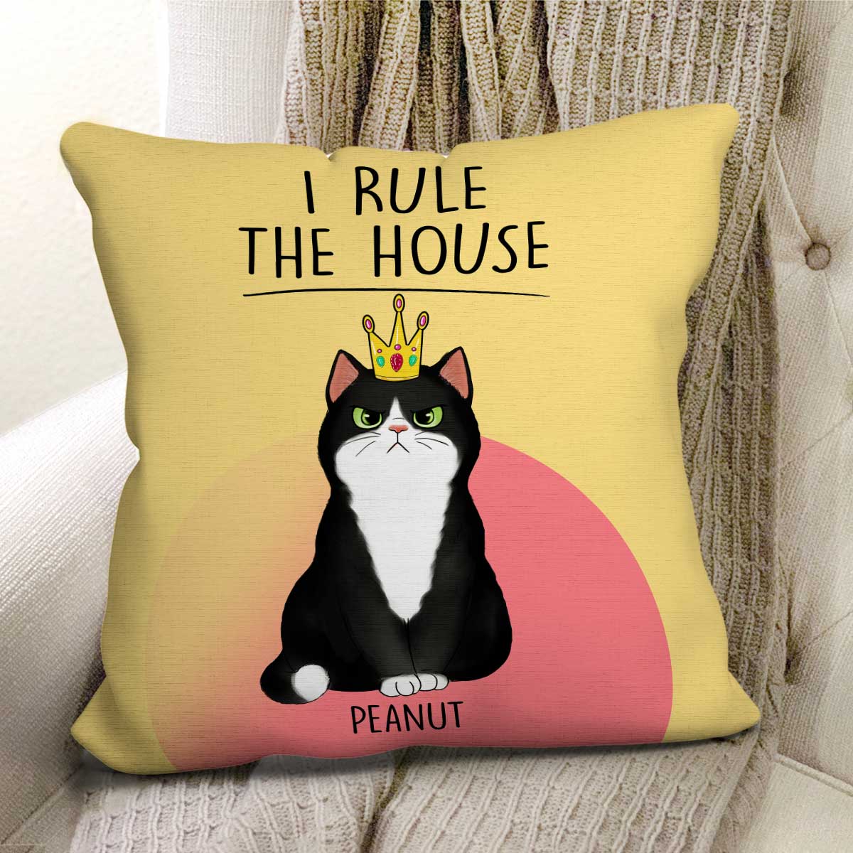 Cats Rule The House Funny Gift For Cat Lovers Personalized Pillow