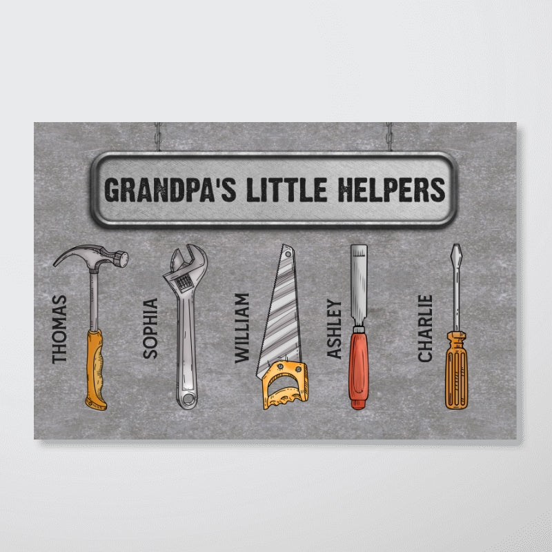 Grandpa‘s Little Helpers Personalized Poster, Cool Father's Day Gift For Ultimate Grandpa, Papa, Dad, Husband
