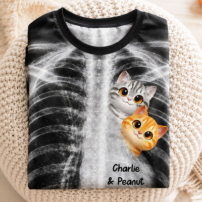 Cute Cats In My Heart Cat Lover X-ray - Personalized 3D Shirt - Purrfect Halloween Costume For Cat Lover