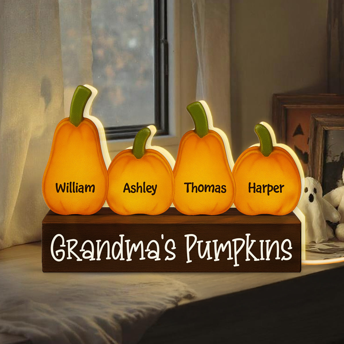 3D Effect Grandma Little Pumpkins Personalized LED Light Box