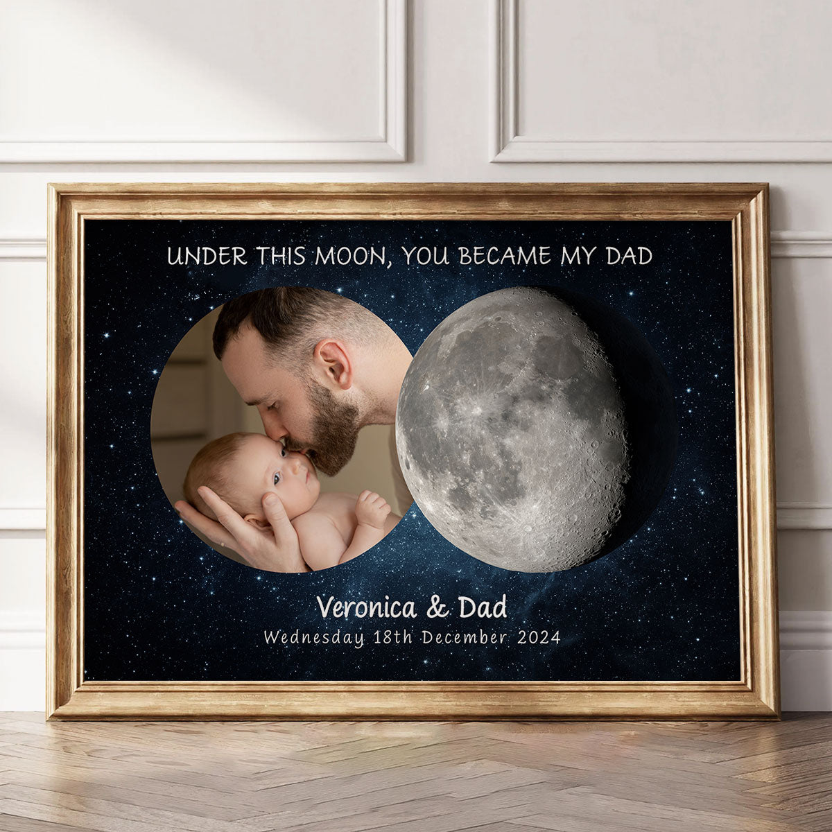Under This Moon You Became My Mom Dad Moon Phase Art Gift For New Parents Personalized Poster
