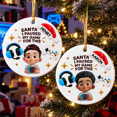 Gamer Christmas - Personalized Ceramic Ornament - Christmas Gift For Boy, Girl, Grandkids