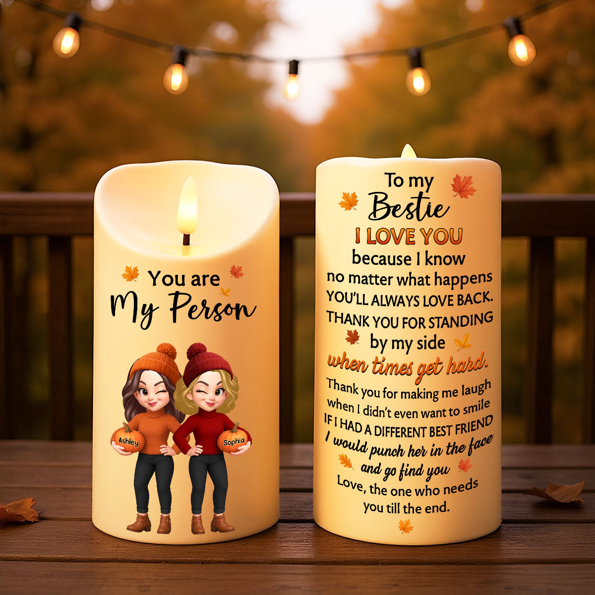 You're My Person Fall Season Besties Sisters Personalized LED Candle