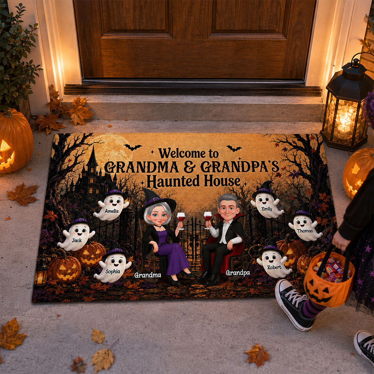 Trending Grandparents' Haunted House - Personalized Doormat - Halloween Decoration