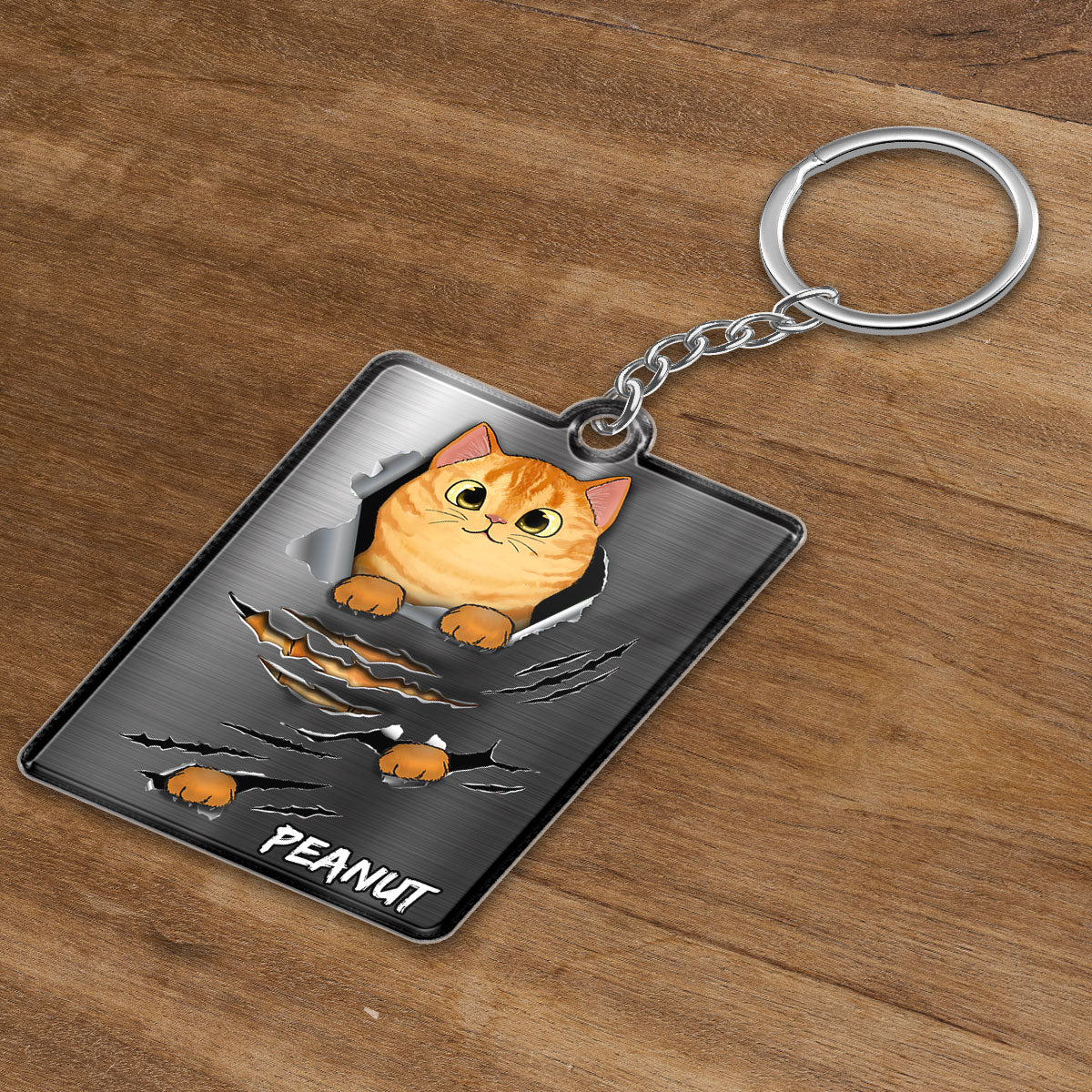 Fluffy Cats Scratch Personalized Acrylic Keychain