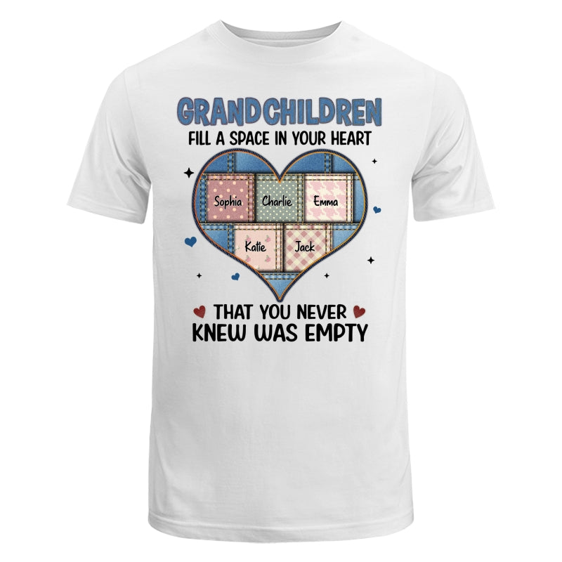 Grandchildren Fill Spaces In Grandma Heart Floral Patterns Personalized Shirt
