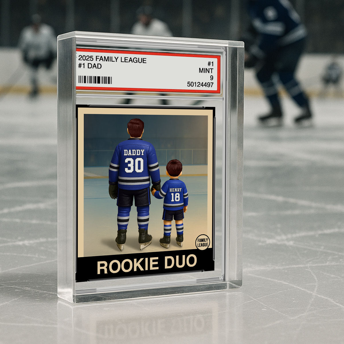 Hockey No. 1 Dad Man & Kids Trading Card Style - Personalized Acrylic Block Plaque