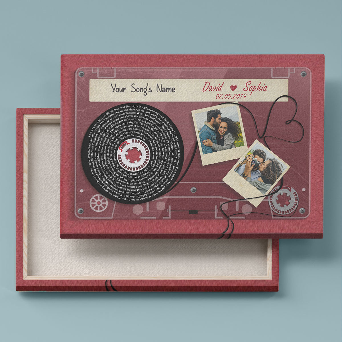 Red Cassette Tape Song Lyrics Art Personalized Canvas, Anniversary  Gift For Him, For Her, For The Couple