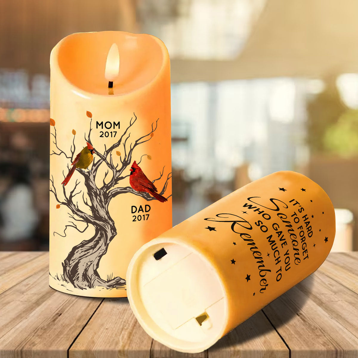 Cardinals Memorial Hard To Forget Personalized LED Candle, Remembrance Gift, Sympathy Gift