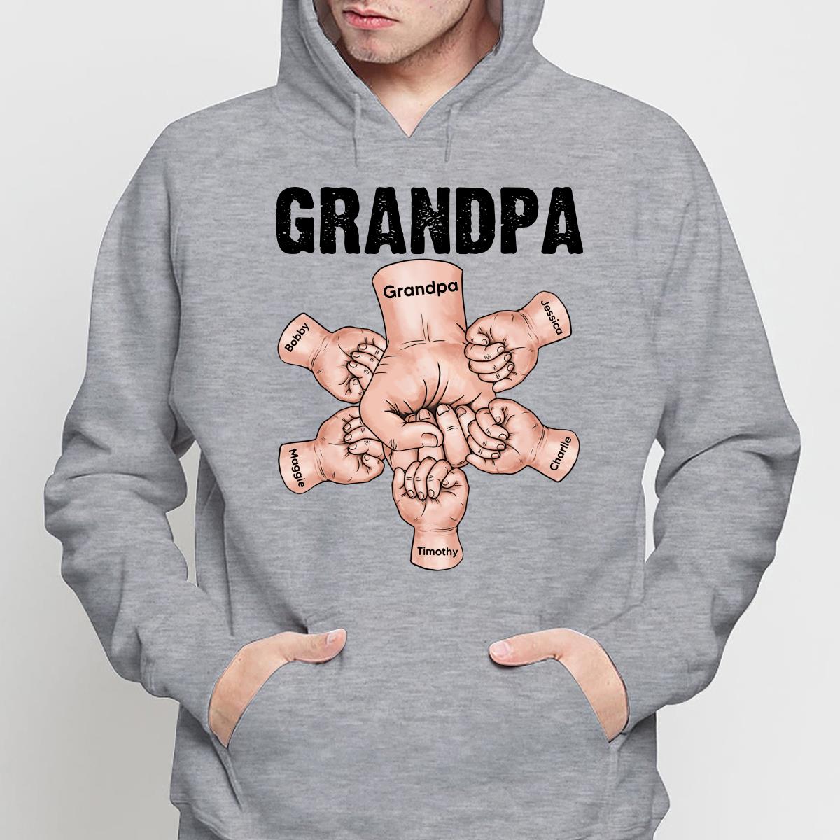 Dad Grandpa And Kids Fist Bump Hands Personalized Shirt