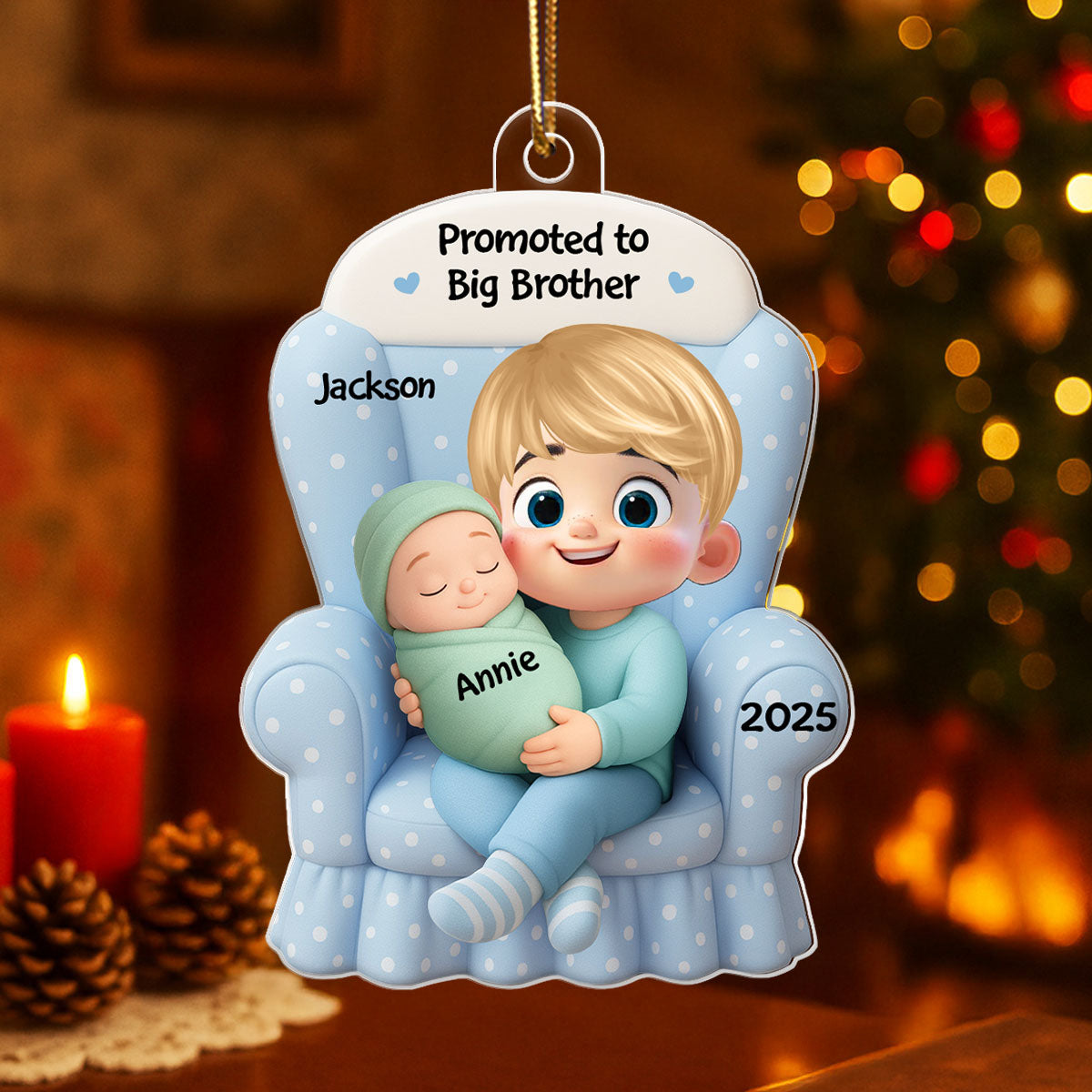 Personalized Big Brother, Big Sister And Baby Custom Personalized Christmas Ornament Baby Announcement Gift
