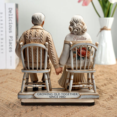 3D Effect Couple Sitting Together Personalized Standing Wooden Plaque, Heartfelt 2025  Gift, Anniversary Gift For Girlfriend, For Wife