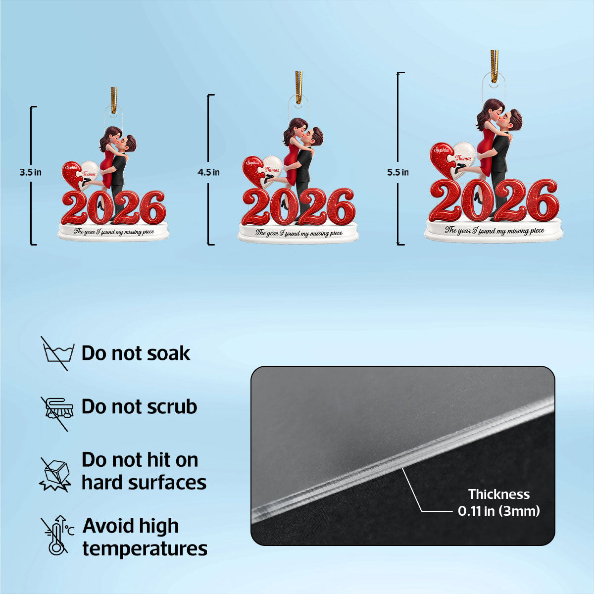 The Year I Found My Missing Piece 2D Flat - Personalized Acrylic Ornament - Christmas Keepsake for Couples