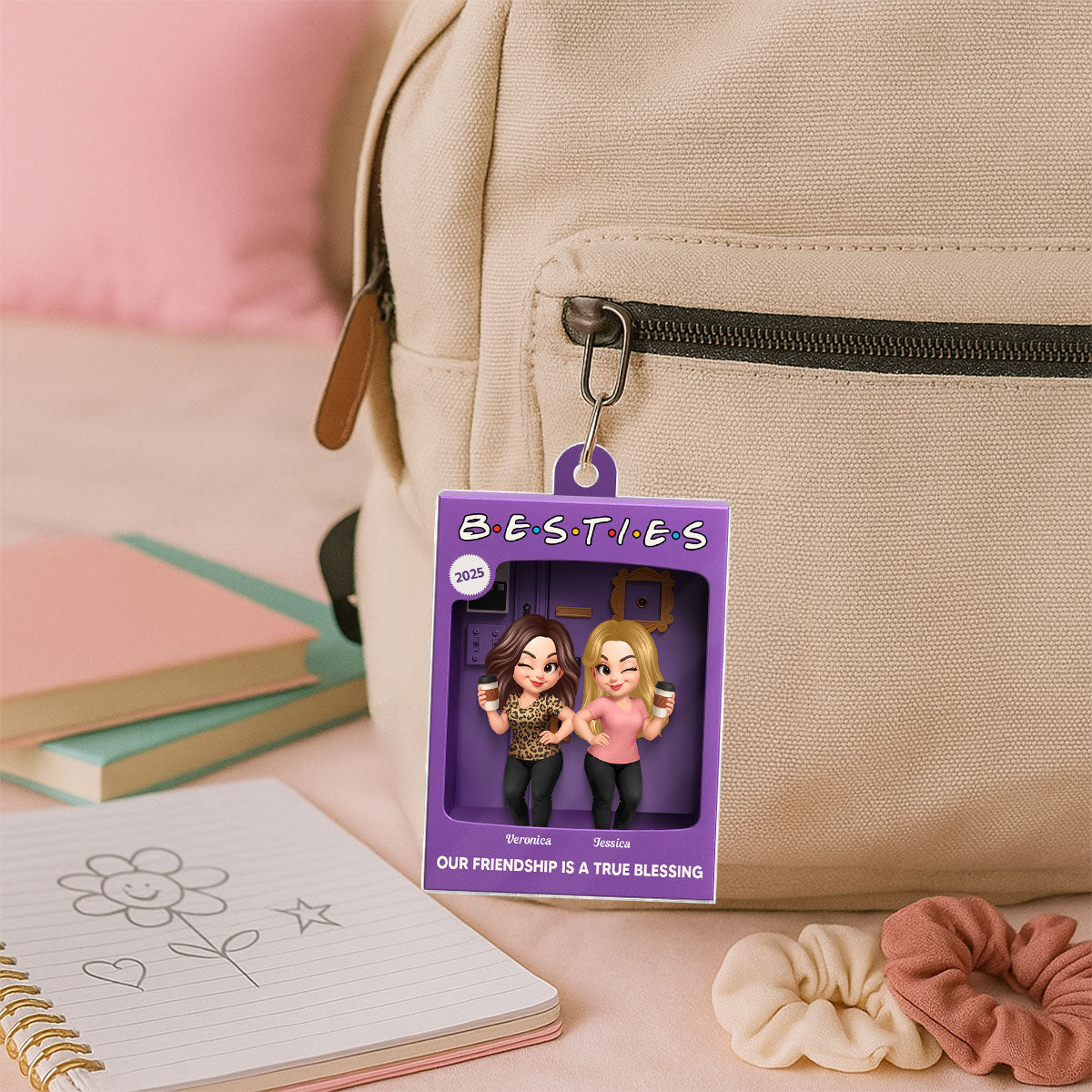[BUY 2 GET 1 FREE] Besties Personalized Acrylic Ornament - Purple Toy Box Style Christmas Gift
