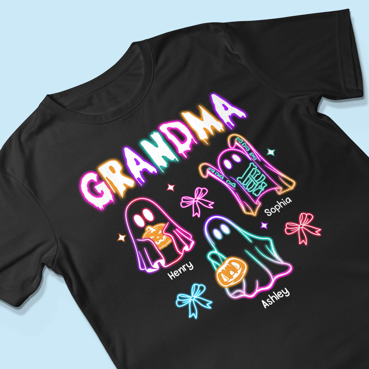 Halloween Grandma Boo Neon Style Personalized Shirt
