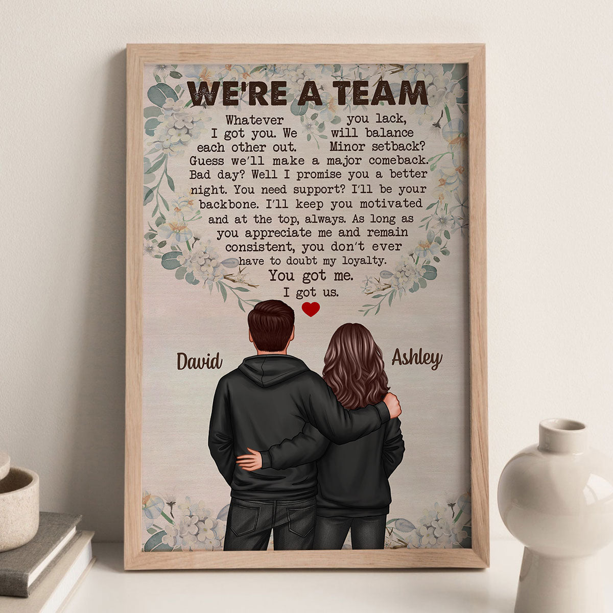 We're A Team Couple Back View Personalized Poster, Valentine's Day, Anniversary Gift For Him, For Her
