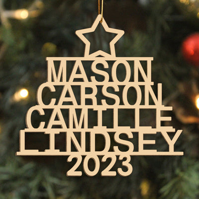 Family Members Names Christmas Decor Personalized Wooden Ornament