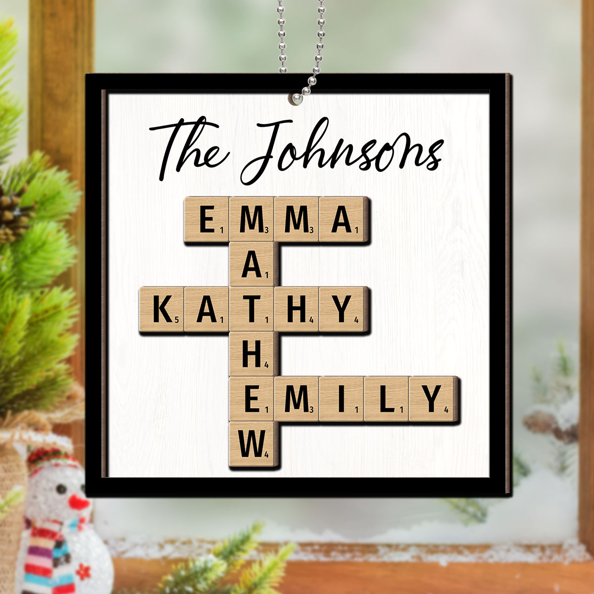 The Family Puzzle Crossword Art Christmas Decor Personalized 2-Layer Wooden Ornament