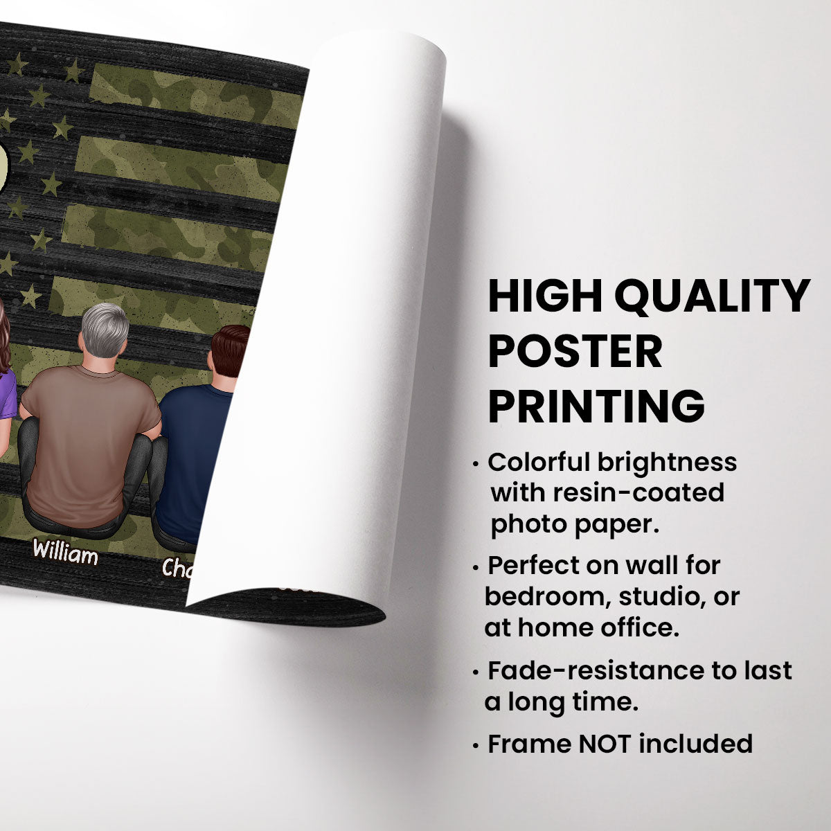 Best Dad Ever Camo American Flag Personalized Horizontal Poster