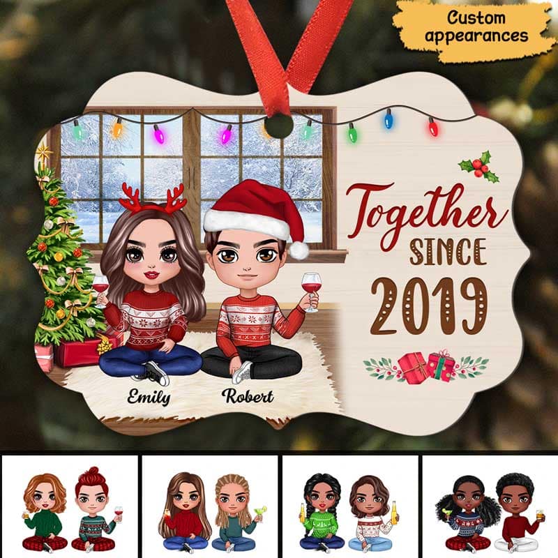 Doll Couple Sitting In House Personalized Christmas Ornament