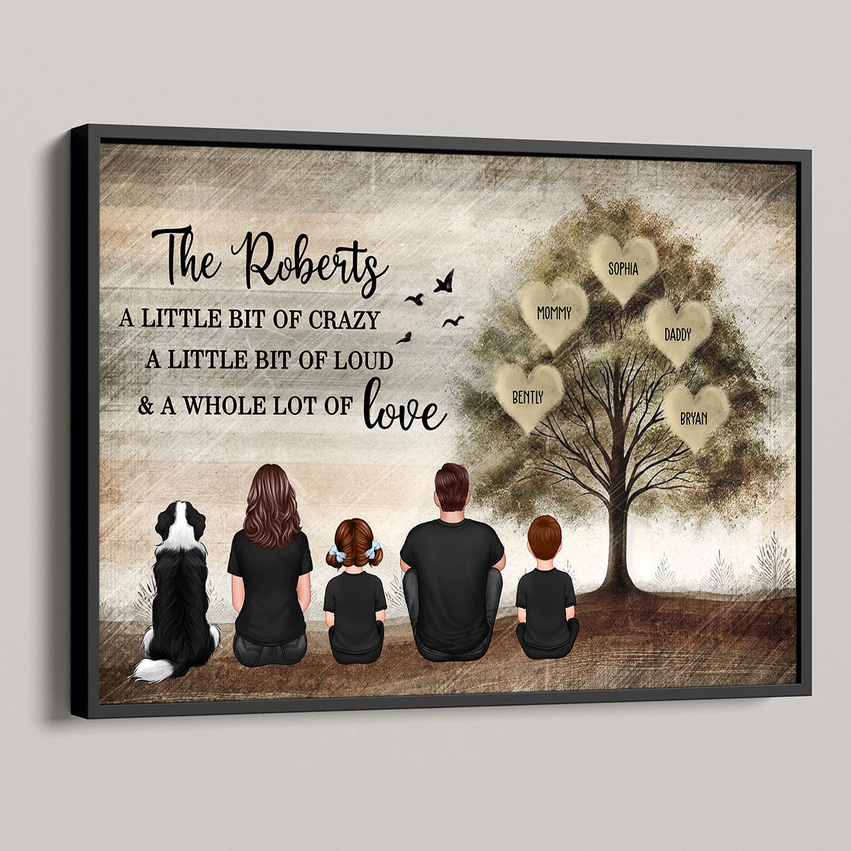 Family Sitting Back view Whole Lot Of Love Personalized Poster, Gift for Husband, Wife, Dad, Mom
