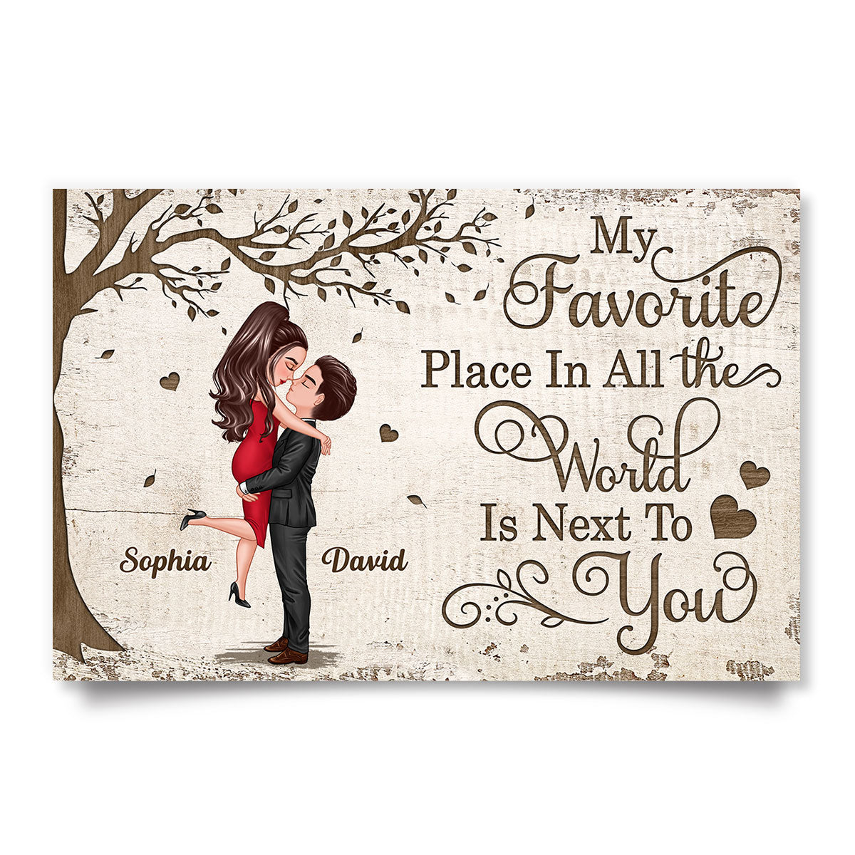 Favorite Place In The World Couple Kissing - Personalized Poster - Unique Valentine's Day Gift For Him, Gift For Her