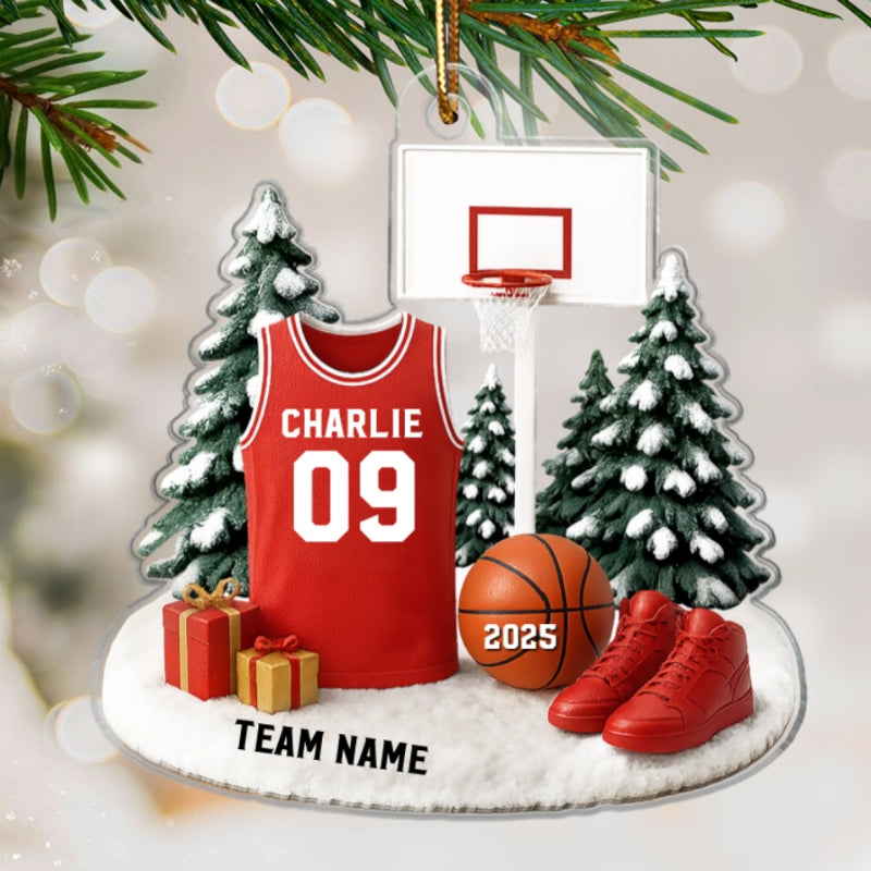 3D Effect Basketball Player Uniform - Personalized Acrylic Ornament - Gift For Basketball Lovers