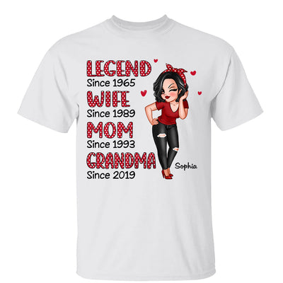 Polka Dot Pattern Pretty Legend Wife Mom Grandma Personalized Shirt