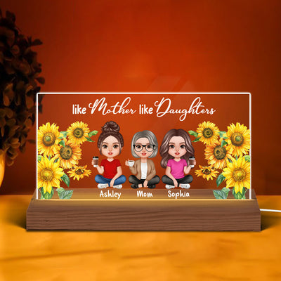 Realistic Doll Mother Daughter Flower Frame Personalized Acrylic Custom Shape LED Night Light