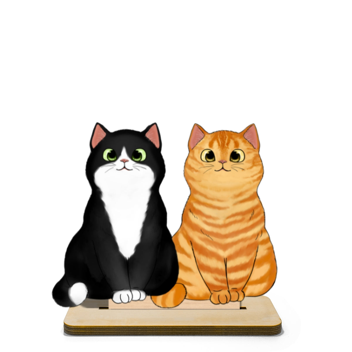 Cute Fluffy Cats Home Decor Gift For Cat Lover Personalized Standing Wooden Plaque