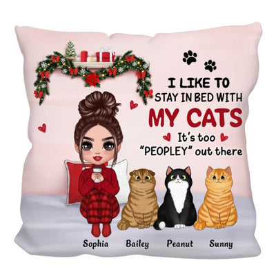 A Girl Loves Cats Christmas Personalized Pillow (Insert Included)