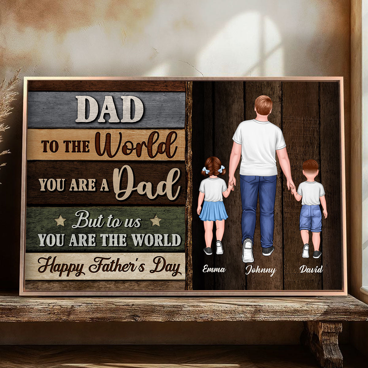 Colored Wood Pallets Dad You Are The World Personalized Poster| Heartfelt Father's Day Gift For Dad, Husband