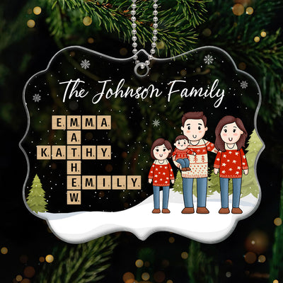 Comic Family Crossword Puzzle Art Personalized Acrylic Ornament