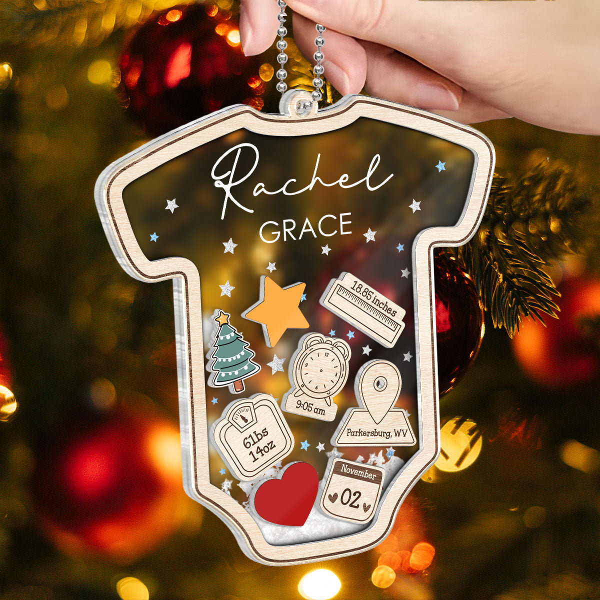 Baby's First Christmas Personalized 4D Shaker Ornament, Custom Newborn Gift