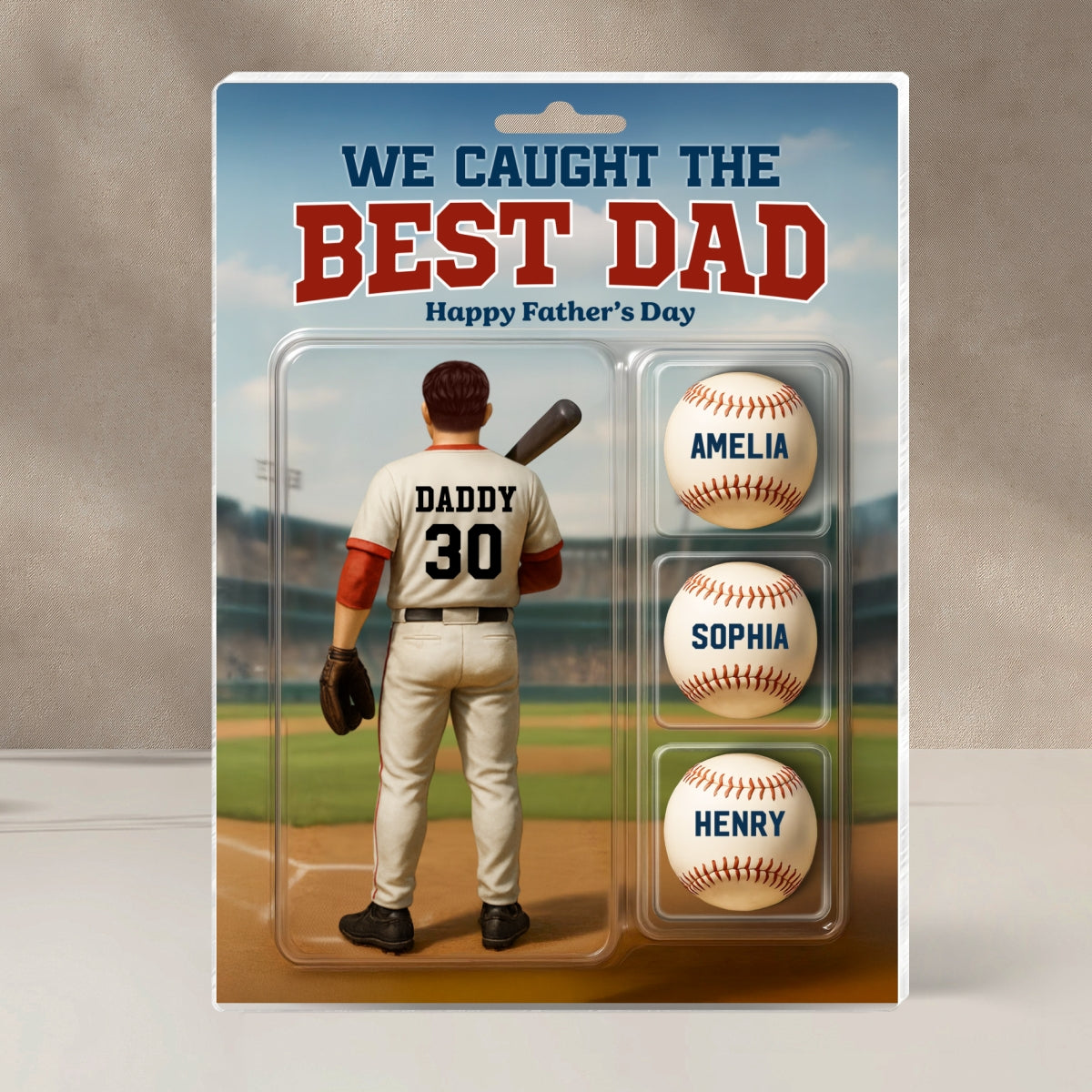 Custom Figure We Caught The Best Dad Baseball With Kids' Names Personalized Acrylic Block Plaque, Perfect Father's Day Gift For Him, For Dad, For Baseball Lover