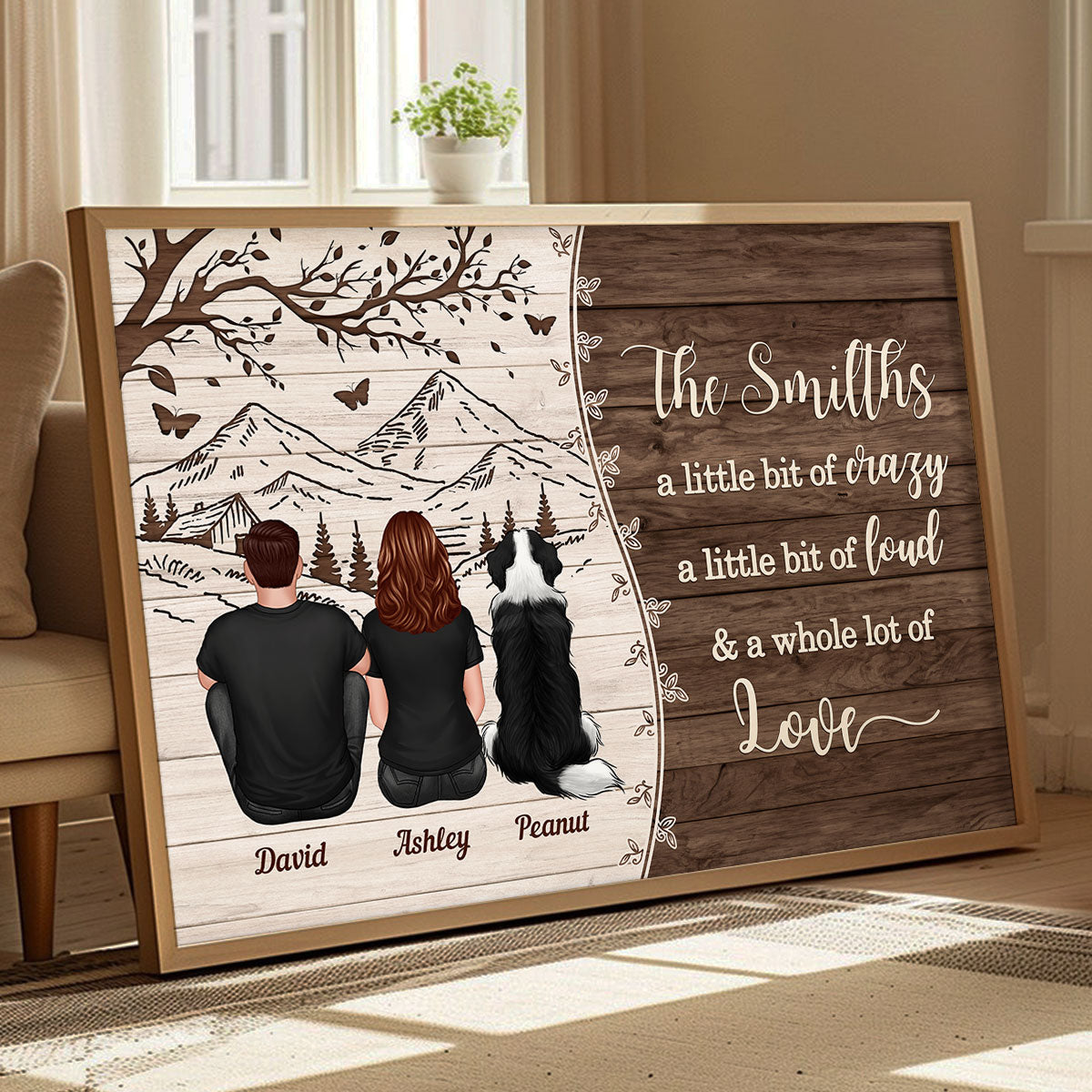 Woods Pallet Mountain Tree Family Back View Personalized Poster