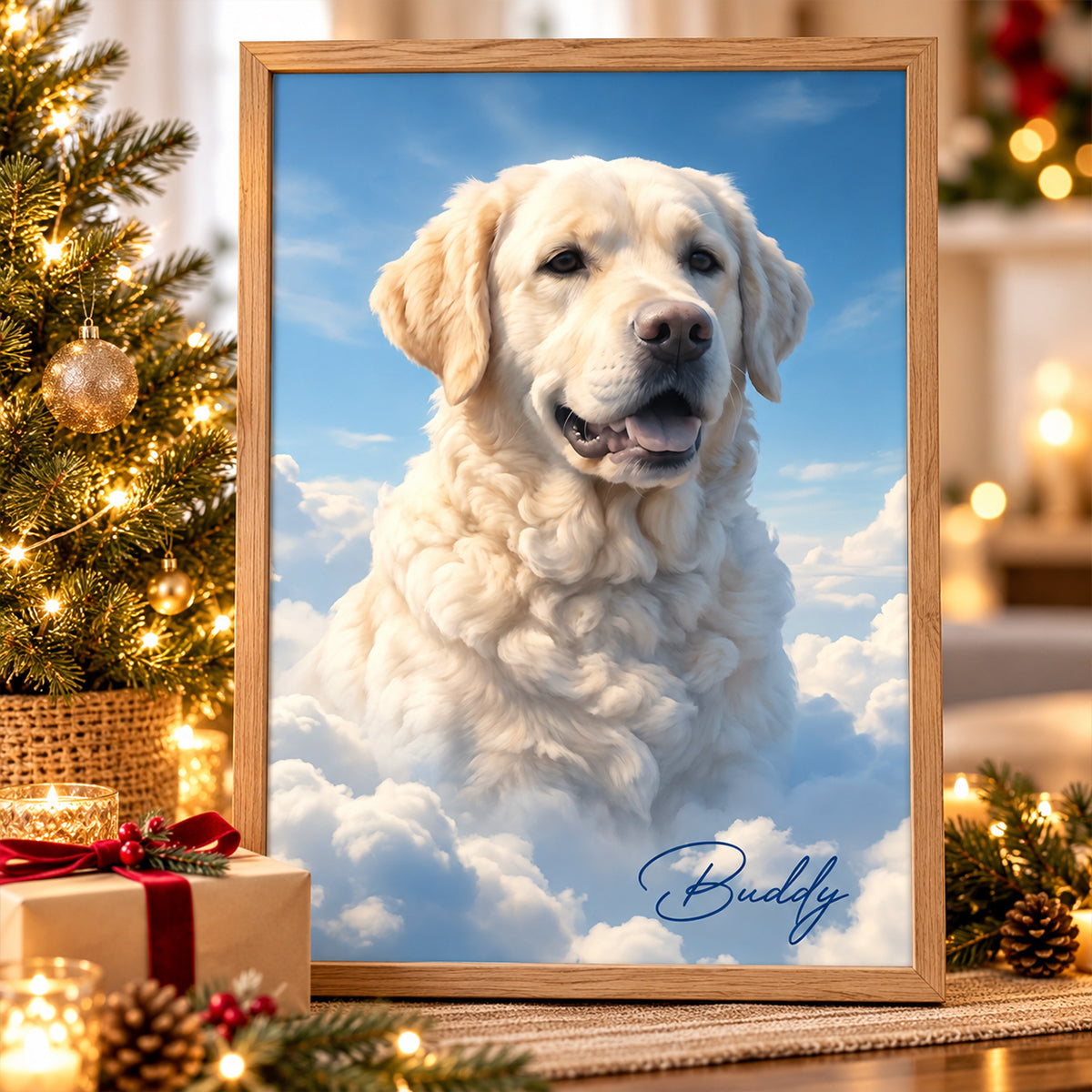 Dog Cat Memorial Portrait from Photo - Personalized Poster - Heartfelt Sympathy Keepsake, Christmas Gift for Loved Ones