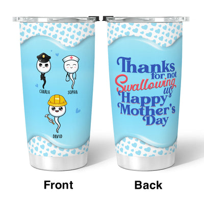 Thanks For Not Swallowing Us Happy Mother's Day Personalized Tumbler