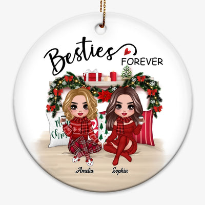 Christmas Sitting Doll Best Friends Sisters Shelf Personalized Circle Ornament