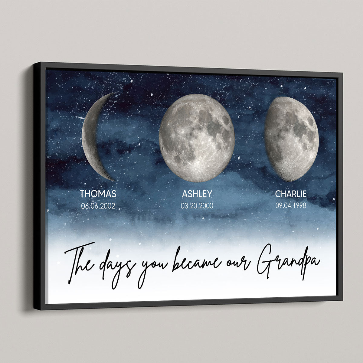 Starry Night Custom Birth Moon Phase The Days You Became Our Grandpa Personalized Poster