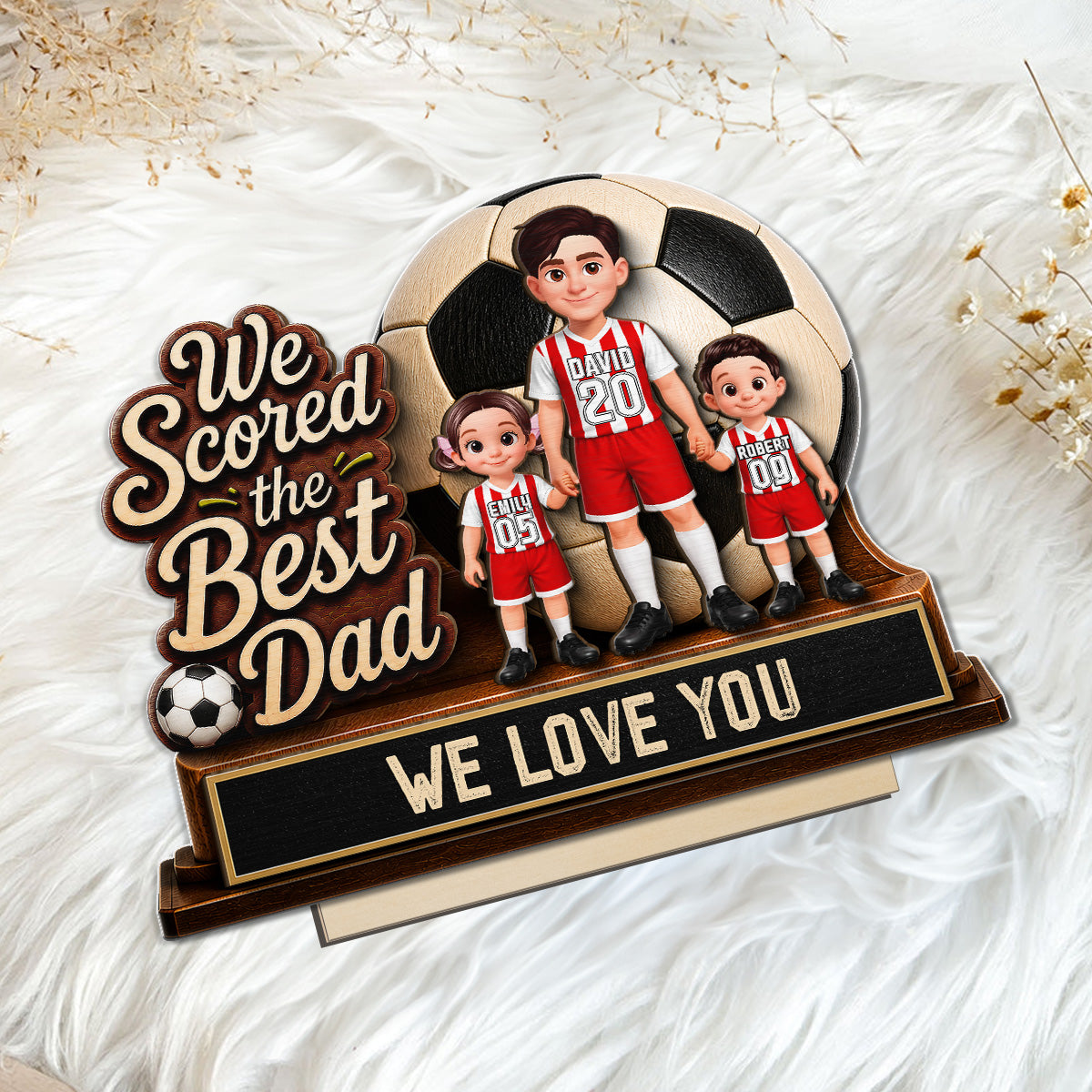We Scored The Best Dad 2D Flat - Personalized 2-Layered Wooden Plaque -  Gift For Soccer Dad, UK Football Dad
