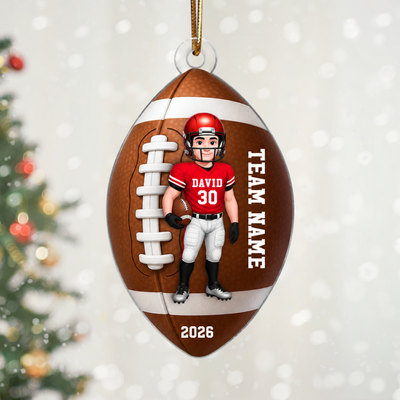 Football Player 3D Effect - Personalized Acrylic Ornament - Christmas Gift For Teen Boy, Son, Grandson