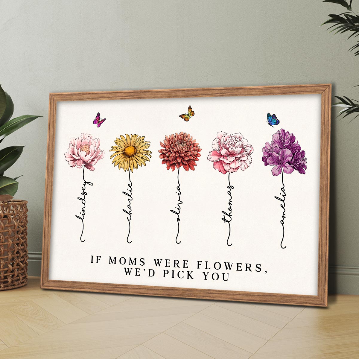 Vintage Flowers If Moms Were Flowers Gift For Mom Personalized Horizontal Poster