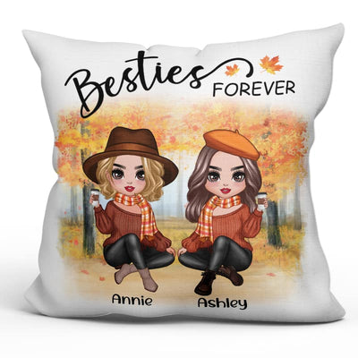 Doll Best Friends Besties Sitting Fall Season Personalized Pillow (Insert Included)