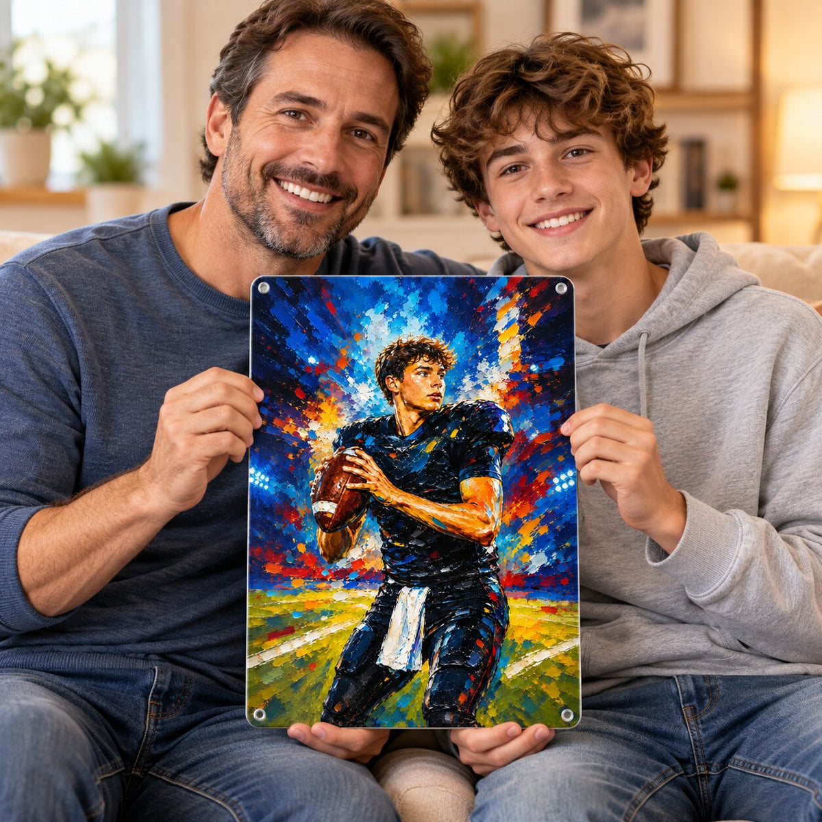 Modern Oil Painting Sport Photos Insert - Personalized Metal Sign - Gift For Boy, Girl