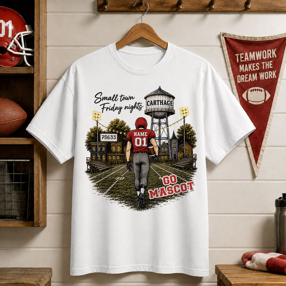Custom Town Name & Zip Code - Personalized Shirt - Game Day Shirt for Football Mom, Football Mama