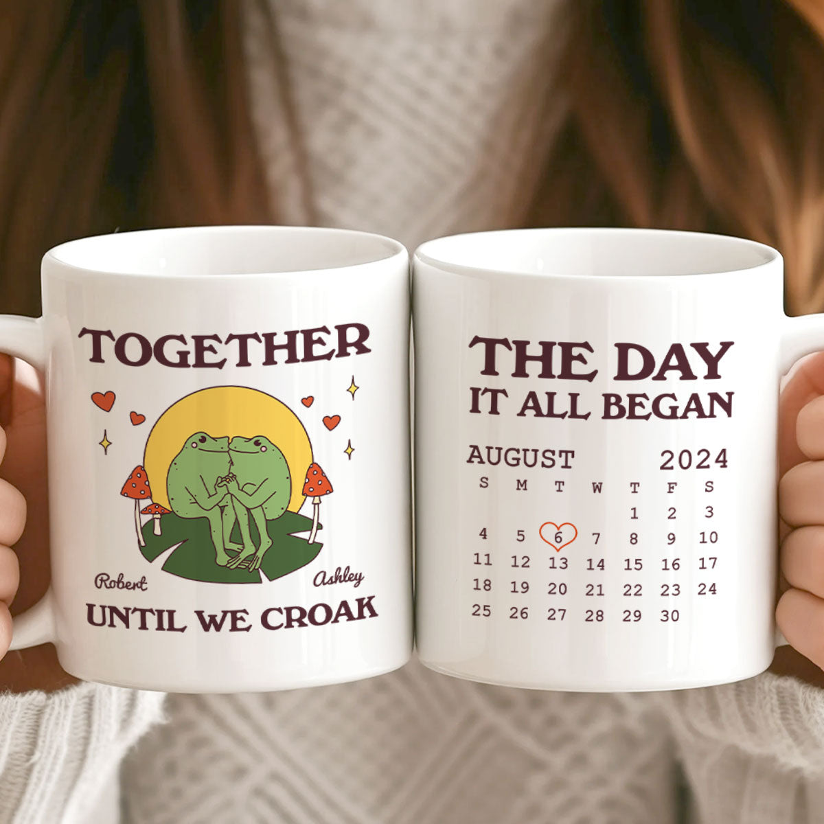 Until We Croak Together Frog Couple Anniversary Calendar Keepsake Personalized Mug